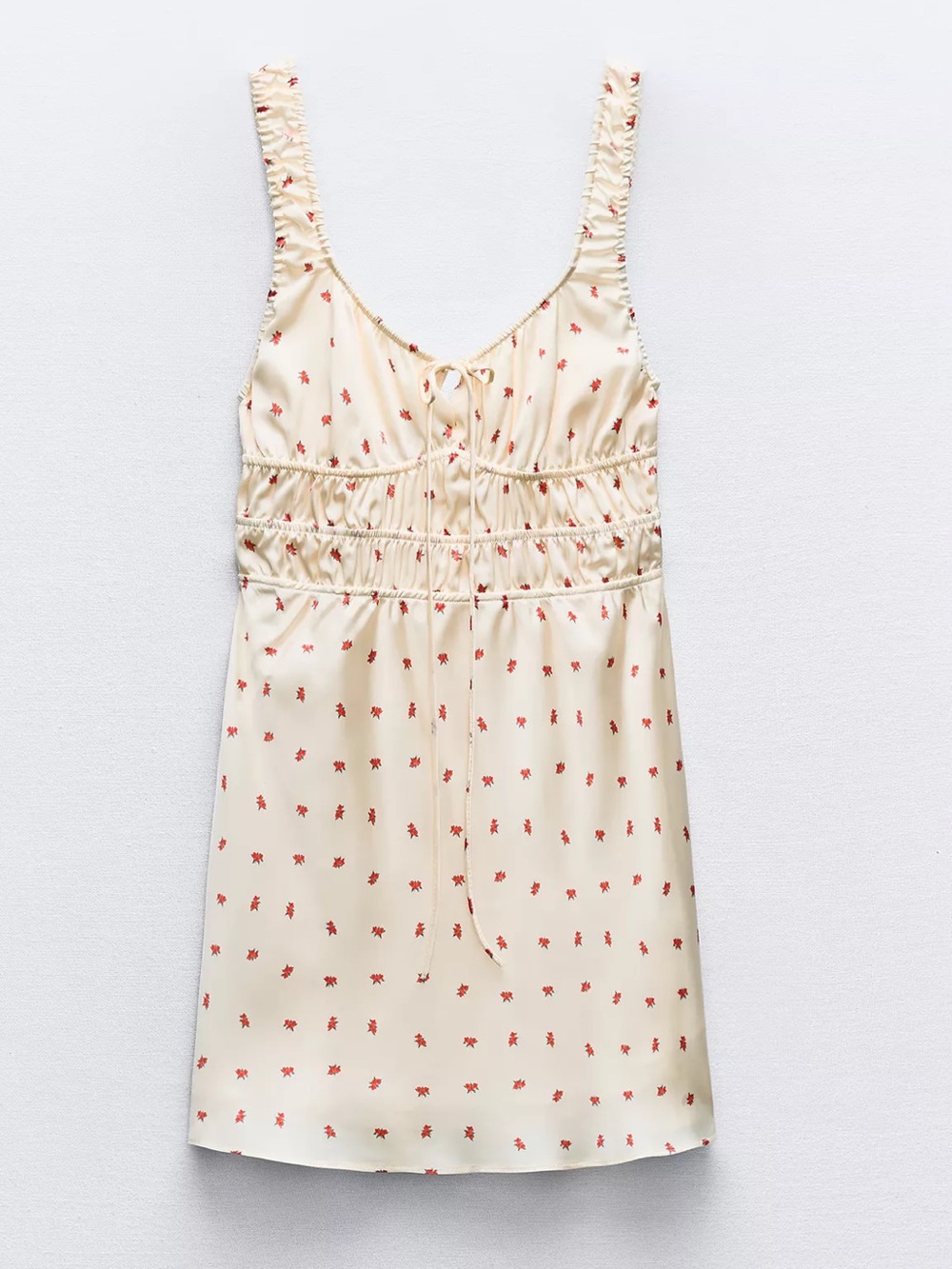 Zara Satin Mini Dress with Red Floral Print